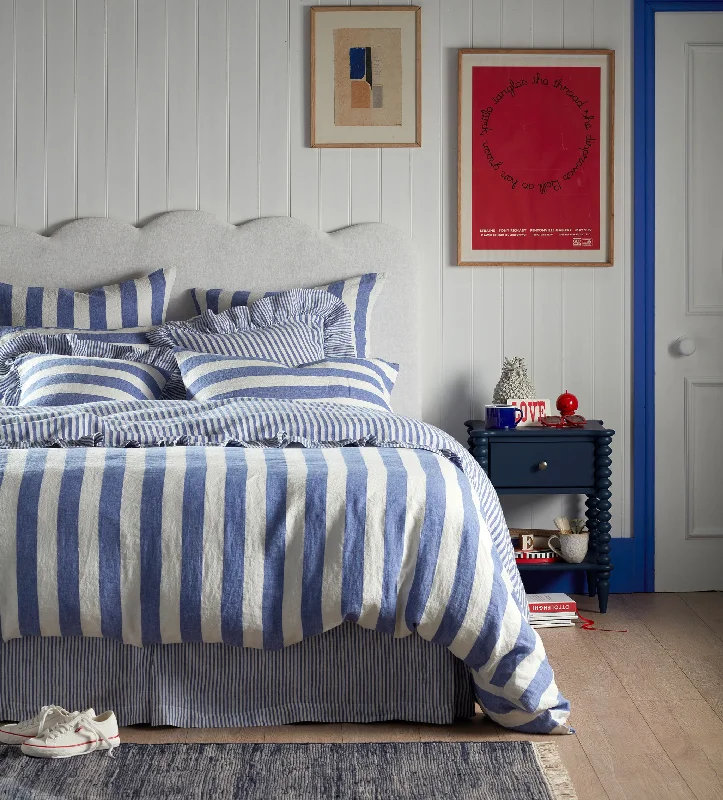 Silk duvet covers for a smooth and elegant touchCobalt Cora Stripe 100% Linen Duvet Cover