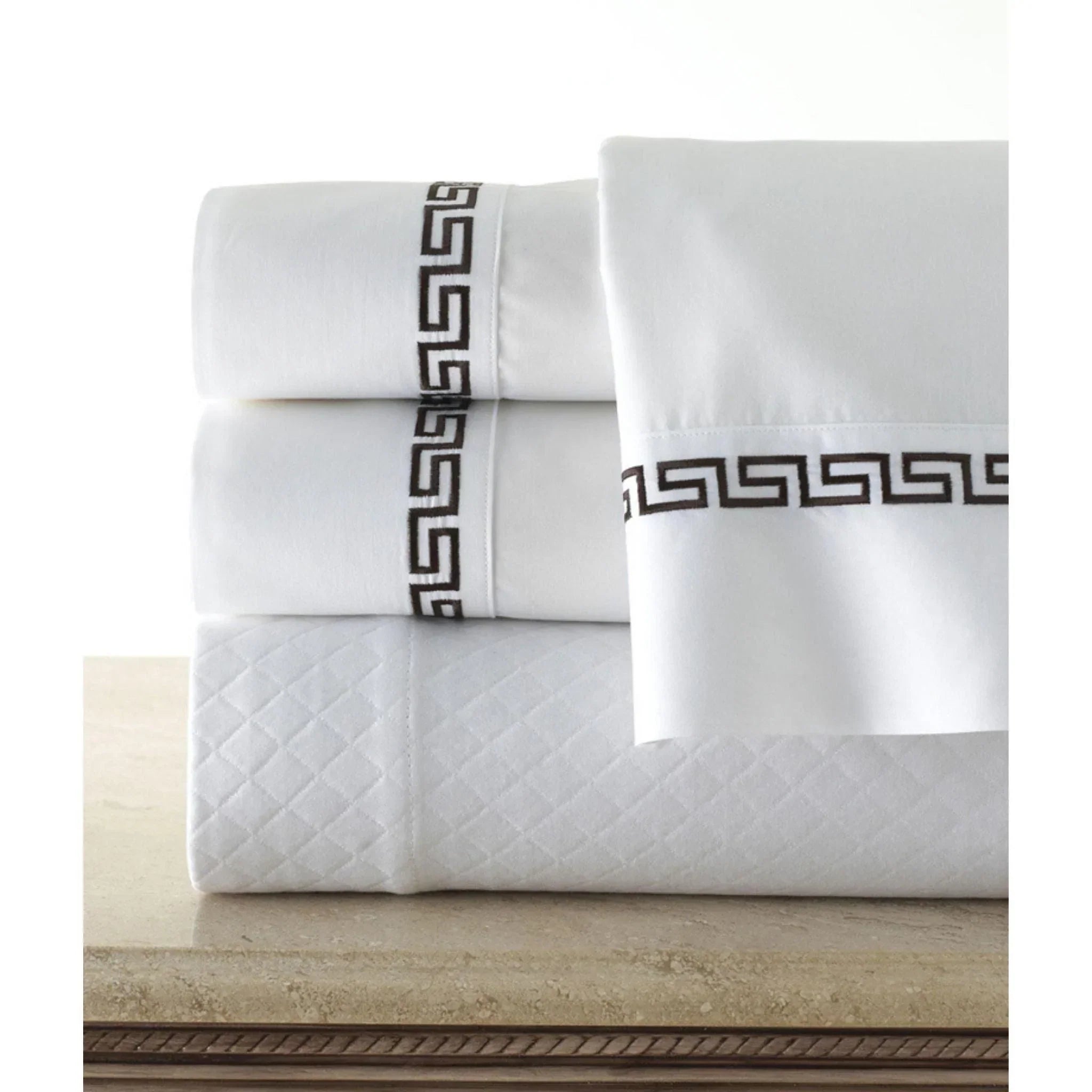 Zipper - closure duvet covers for easy removal and washingGreek Key Embroidered Design Duvet