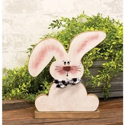 Bed skirts for beds with a curved frameDistressed Sitting Flop Ear Bunny With Scarf on Base