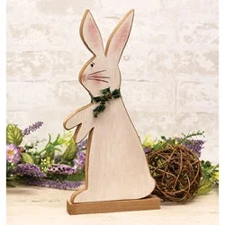 Bed skirts for beds with a slatted frameDistressed Standing Wooden Bunny w/ Green & White Scarf on Base