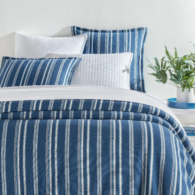 Queen - size duvet covers for standard queen - sized mattressesDriftwood Stripe Denim Duvet Cover