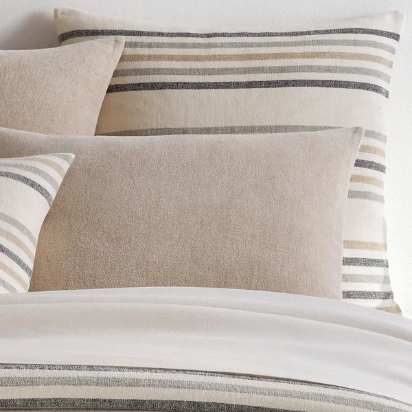 Button - closure duvet covers for a classic and secure fasteningEllison Stripe Linen Chenille Ivory Sham