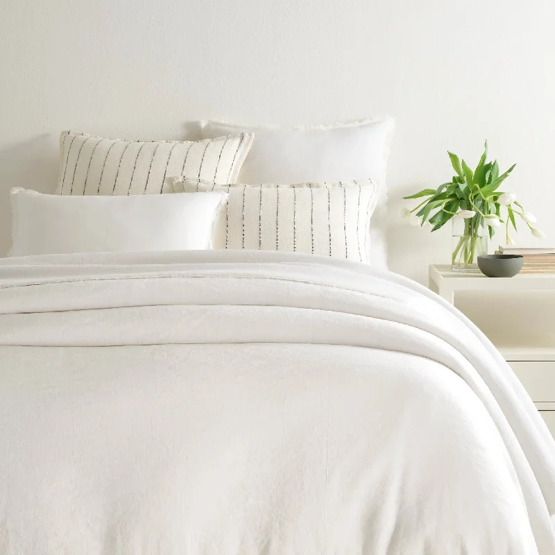 Solid - colored duvet covers in classic colors like white, black, and navy for a timeless lookFaye Linen Dove White Duvet Cover