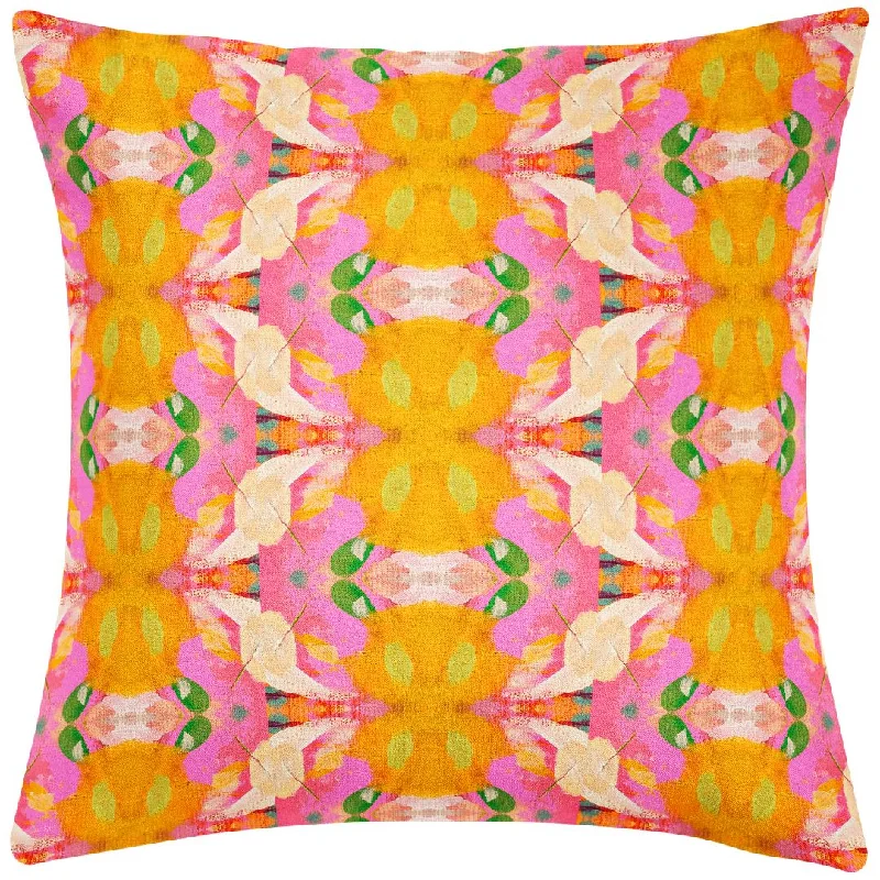 Patchwork duvet covers with a variety of fabric pieces sewn together for a rustic charmFlower Child Marigold 26x26 Pillow