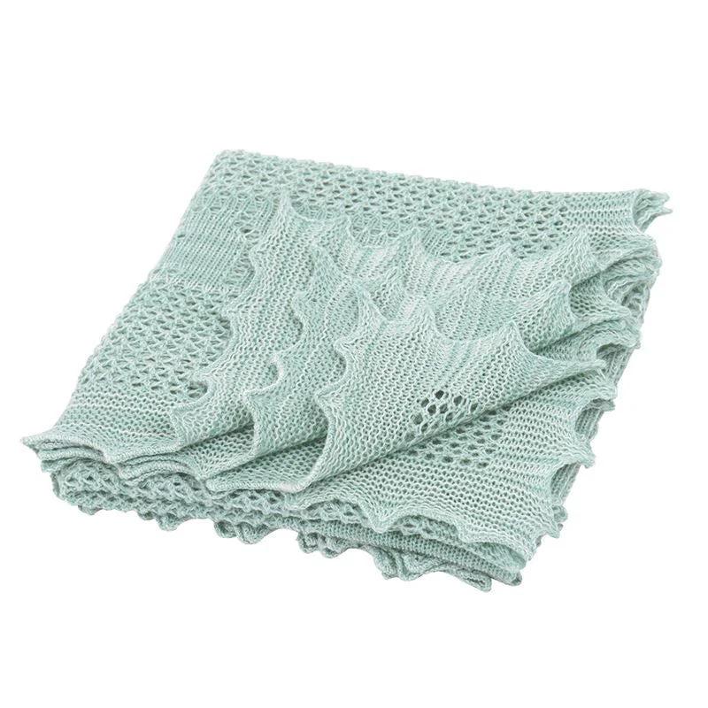 Cotton blankets for breathability and a lightweight feelG.H.Hurt & Son Apple of My Eye Shawl - Soft Jade