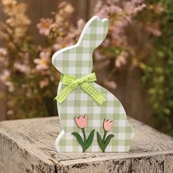 Bed skirts for beds with a wooden frameGreen & White Buffalo Check Bunny w/Tulips Sitter