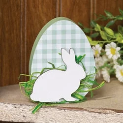 Bed skirts for beds with a round frameGreen & White Buffalo Check Easter Egg Sitter w/Bunny