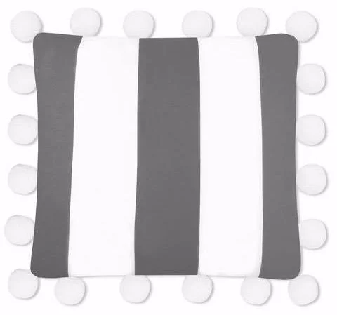 Bed skirts for beds with a square frameHappy Pom Pillow - Gray and White Stripe