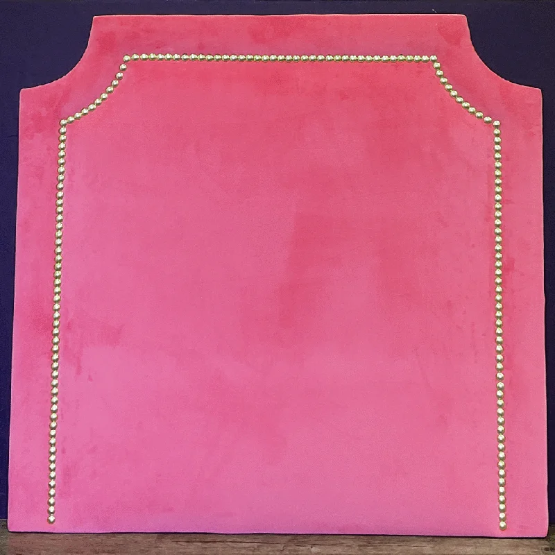 Bed skirts for beds with a leather - upholstered frameHeadboard - Gold Nailhead in Bella Hot Pink