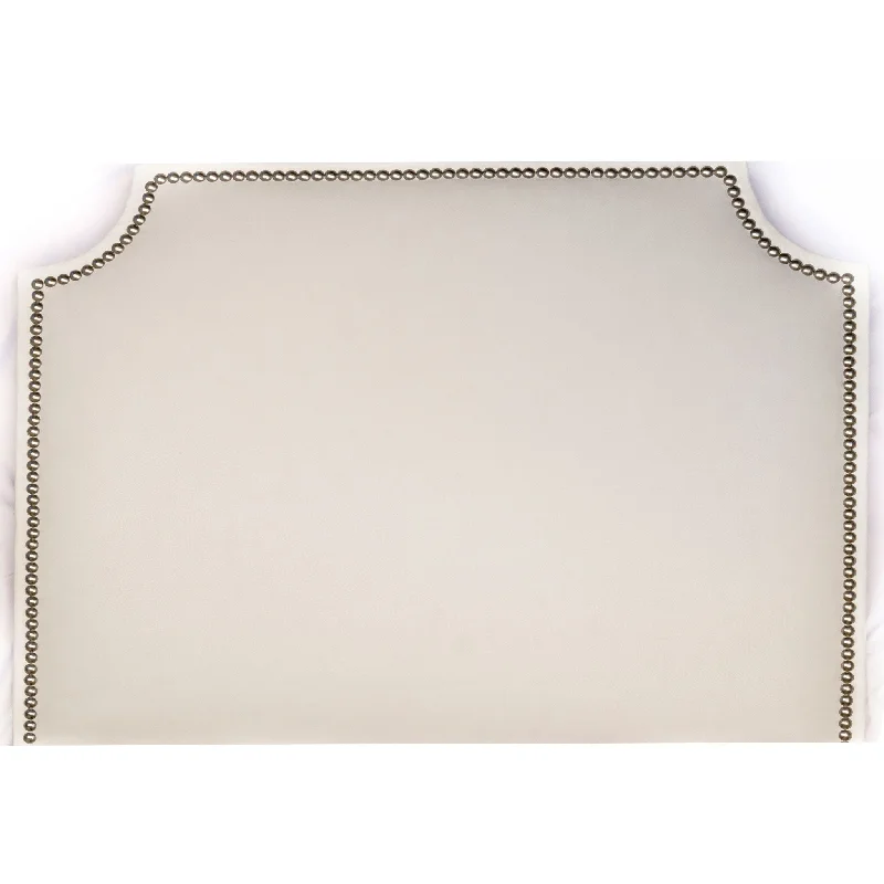 Bed skirts for beds with a curved frameHeadboard (Q)- Gold Nailhead in White Faux Leather (Queen)