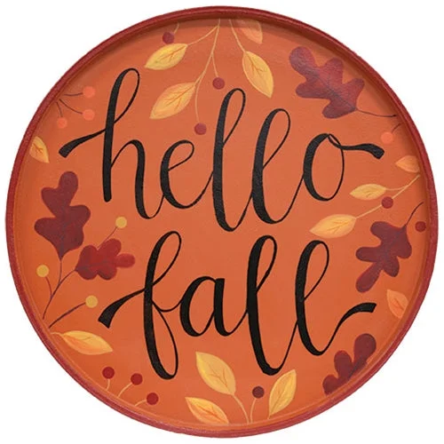 Bed skirts for beds with a canopy frameHello Fall Autumn Leaves Round Wooden Hanging Tray