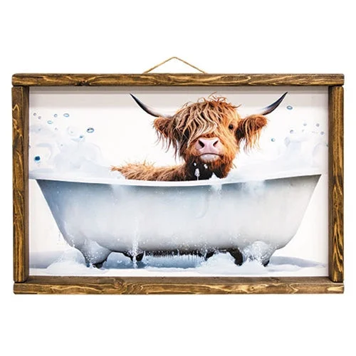 Bed skirts for beds with a decorative - carved frameHighland Cow in Tub Framed Print 12x18