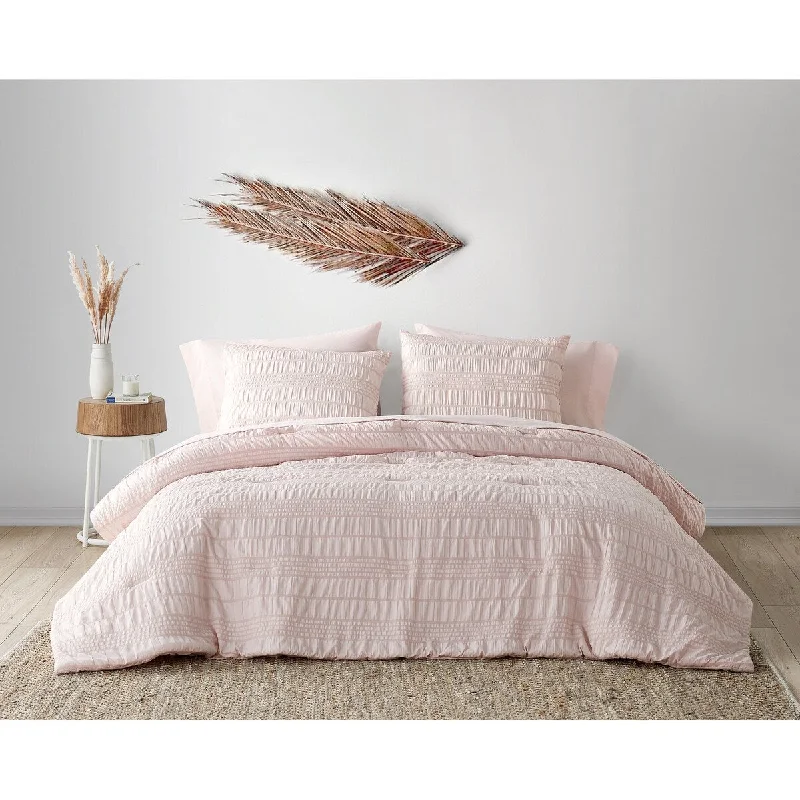 Cotton - filled comforters for a breathable and natural sleep experienceLaine Mauve Chalk Seersucker 7 piece comforter set