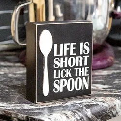 Bed skirts for beds with a solid - panel frameLife is Short Lick the Spoon Box Sign