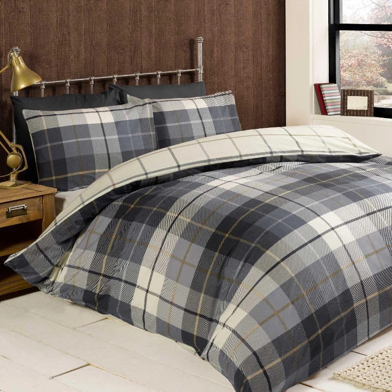 Custom - sized duvet covers to fit unique or non - standard bed framesLomond Check Flannelette Duvet Cover Set Blue