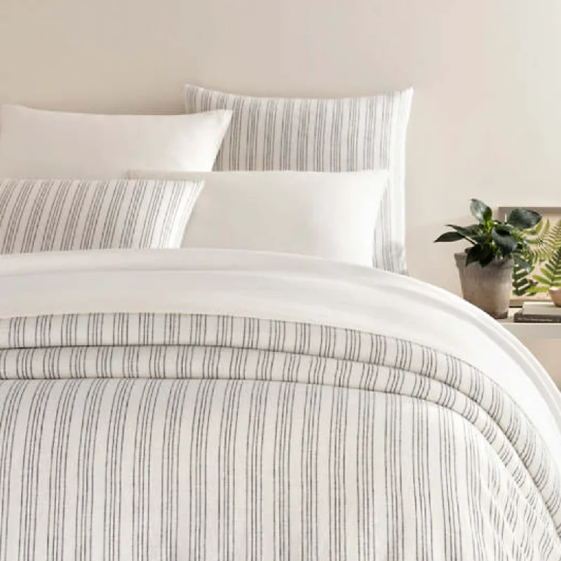 Microfiber duvet covers that are affordable and easy to care forLush Linen Stripe Duvet