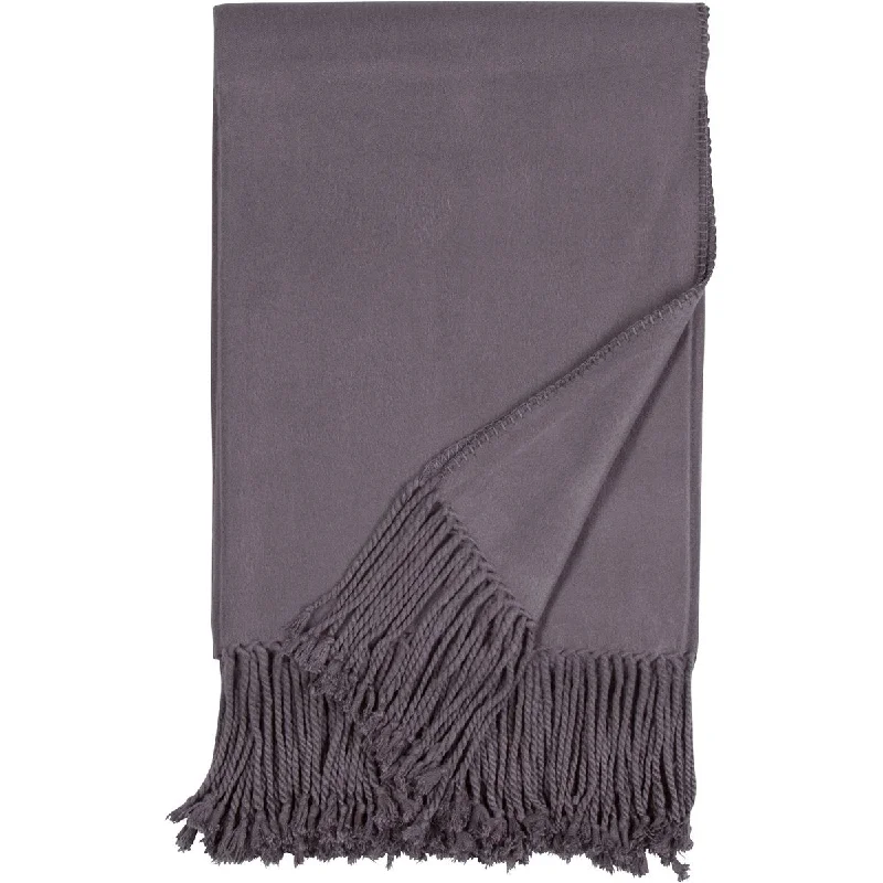 Mohair blankets with a unique sheen and softnessLuxxe Fringe Throw in Steel