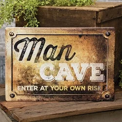 Bed skirts for beds with a leather - upholstered frameMan Cave Enter At Your Own Risk Distressed Metal Sign