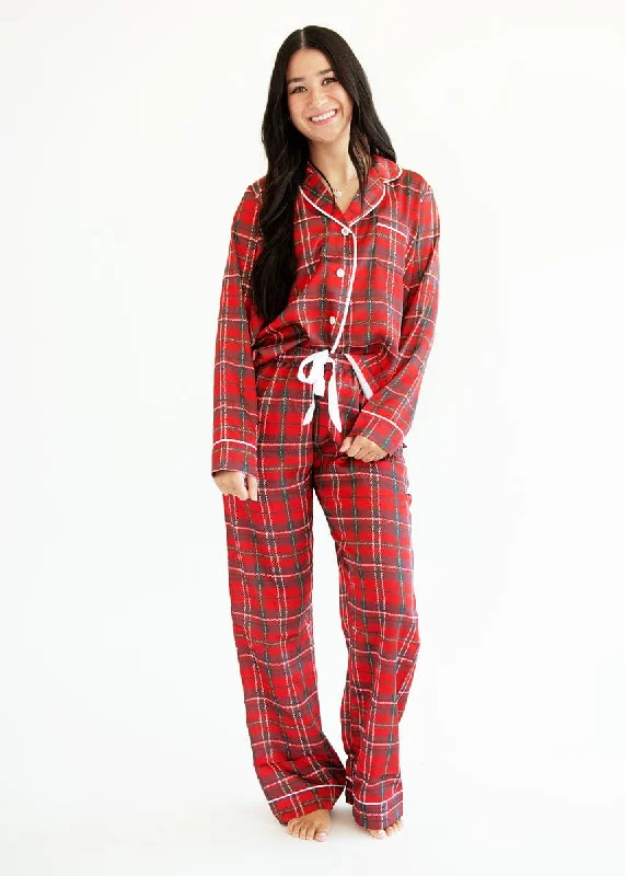 Alpaca wool blankets for a hypoallergenic and warm optionMiddle of the Night Pajamas Satin - Red Plaid - Final Sale