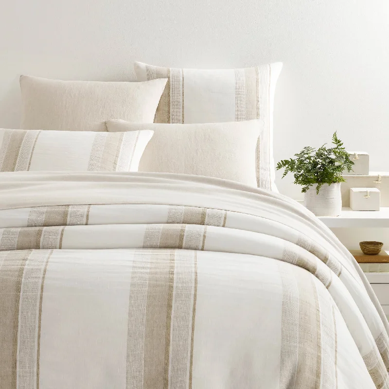 Light - blocking duvet covers for a better sleep during the dayNapa Stripe Linen Natural Duvet Cover