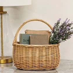 Bed skirts for beds with a slatted frameNatural Willow Oval Gathering Basket w/Handle