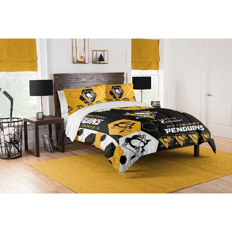 Queen - size comforters for standard queen - sized mattressesNHL 849 Penguins Hexagon F/Q Comforter Set