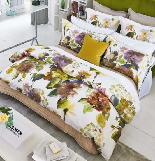 Moisture - wicking duvet covers to prevent night sweatsDesigners Guild Palace Flower Birch Bedding