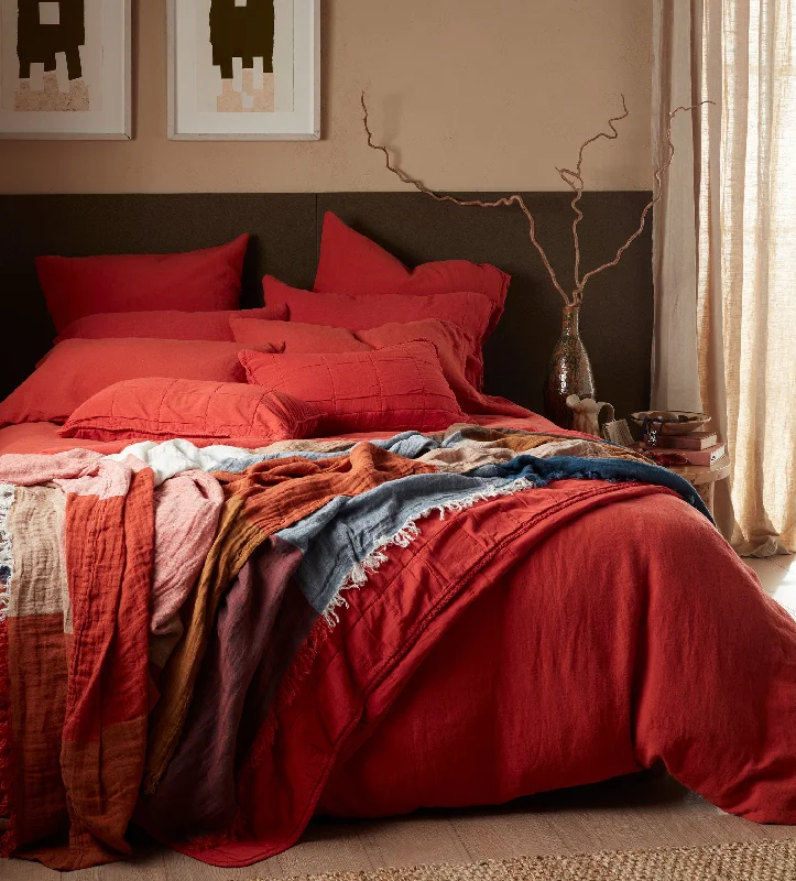 Dry - clean - only duvet covers with high - end materials and delicate designsPaprika 100% Linen Duvet Cover