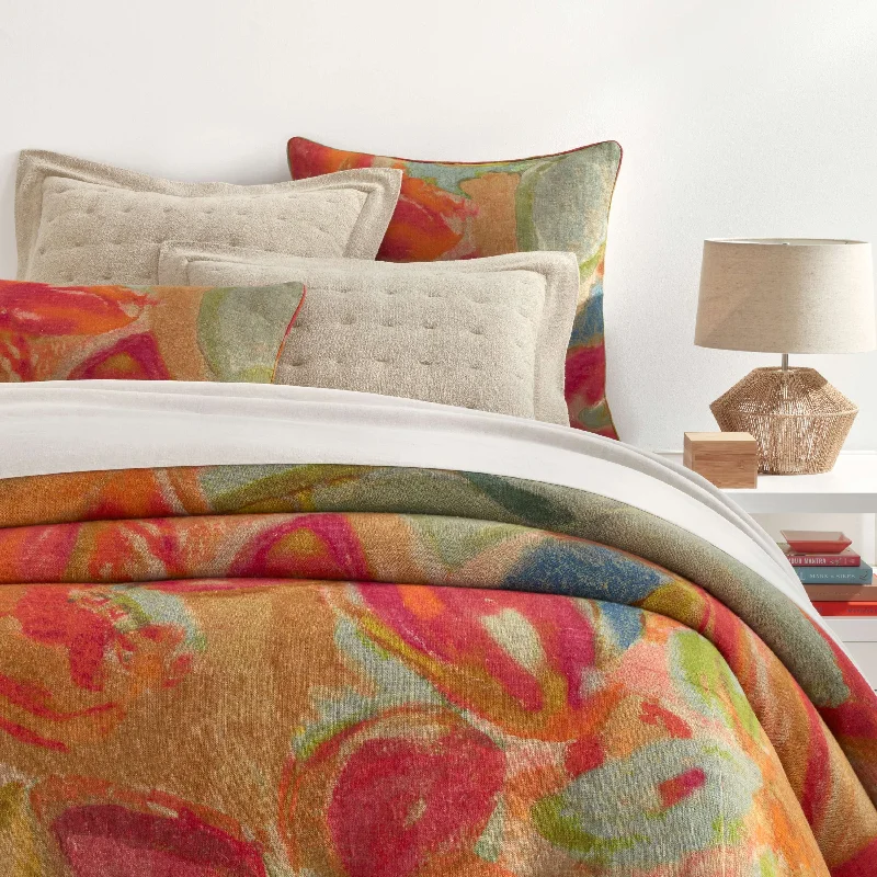 Patchwork duvet covers with a variety of fabric pieces sewn together for a rustic charmPine Cone Hill Joy Linen Multi Duvet Cover