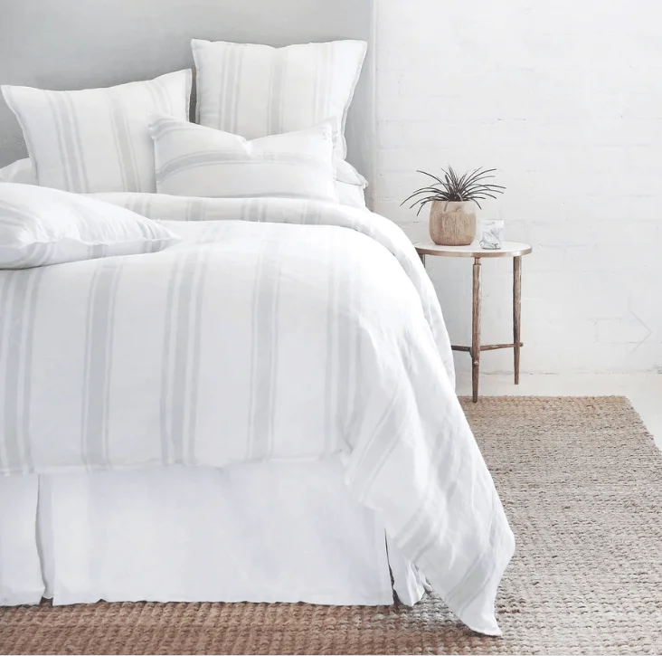 High - end luxury duvet covers for a top - tier sleep experiencePom Pom at Home Jackson White/Ocean Stripe Duvet Cover