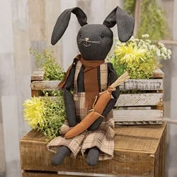 Bed skirts for beds with a fabric - covered framePrimitive Plaid Overalls Black Bunny Doll