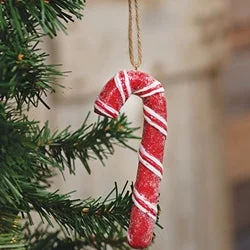 Bed skirts for beds with a leather - upholstered frameResin Sparkle Candy Cane Ornament