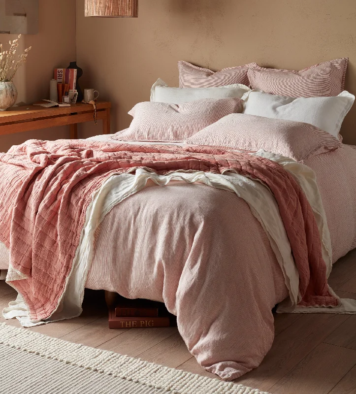 Full - size duvet covers suitable for full - sized beds in guest rooms or small bedroomsSpice Sid Stripe 100% Linen Duvet Cover