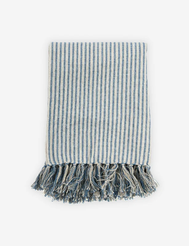 Wool blankets with natural warmth and insulationStasiya Indoor / Outdoor Throw, 50" x  70", Blue and Natural