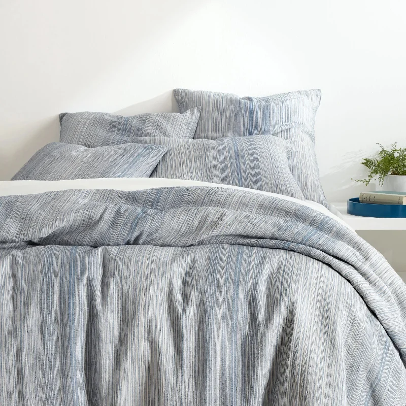 High - end luxury duvet covers for a top - tier sleep experienceSterling Stripe Linen Blue Duvet Cover