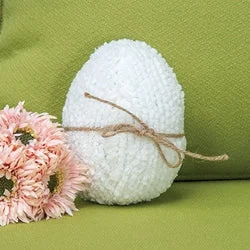 Bed skirts for beds with a wooden frameStuffed White Chenille Egg w/Jute Bow