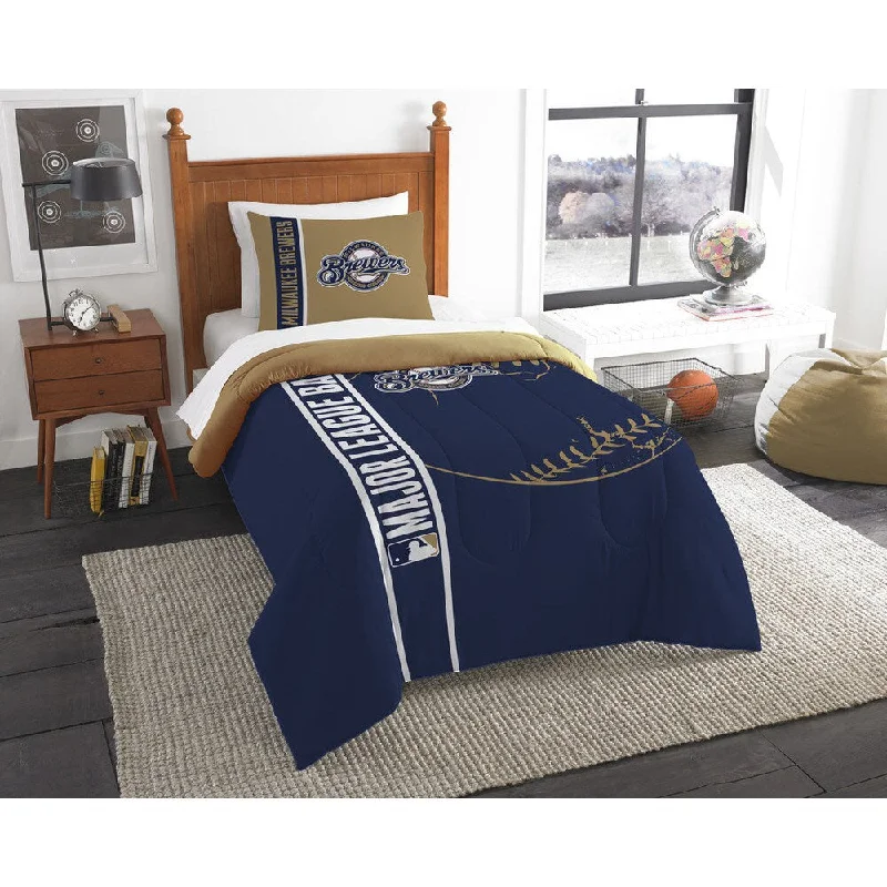 Full - size comforters suitable for full - sized beds in guest rooms or small bedroomsThe Northwest Company MLB 862 Brewers Twin Printed Comforter Set