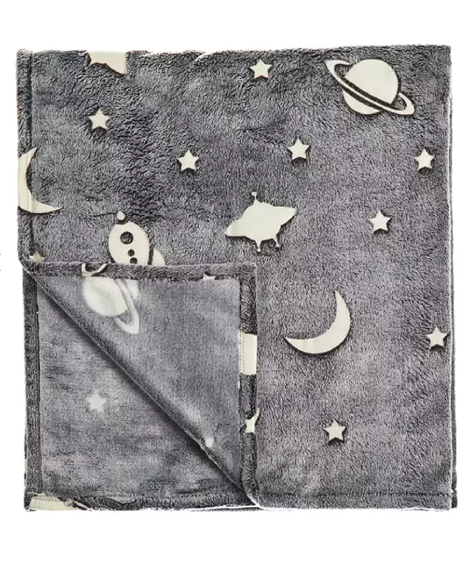 Recycled polyester blankets for an eco - conscious optionTLC Space Throw Glow in the Dark Kids