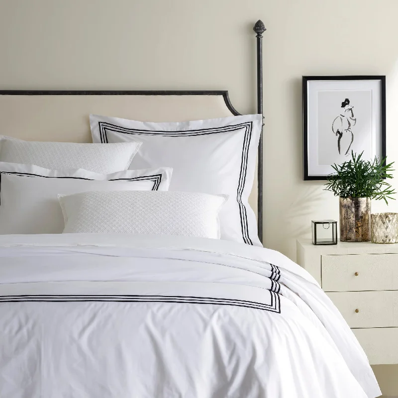 Dry - clean - only duvet covers with high - end materials and delicate designsTrio Black Duvet Cover