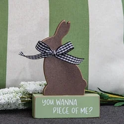 Bed skirts for beds with a wooden frameYou Wanna Piece of Me Chocolate Bunny on Base